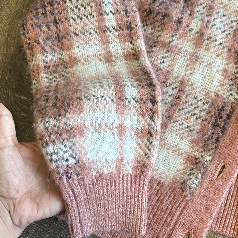 Ricki's Pink Plaid Cardigan Sweater - Picture 4 of 6